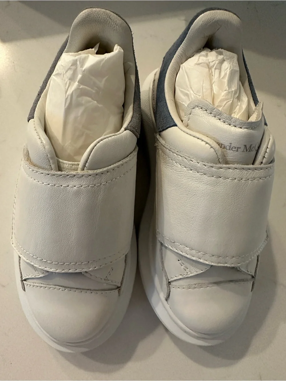 Alexander McQueen White Leather Platform Strap Sneakers for Toddlers Size EU 25 - Picture 8 of 12